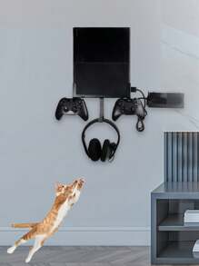1 Soporte De Pared Para Xbox One (consola No Incluida), Con Soporte De Controlador Desmontable Y Gancho Para Auriculares, Accesorio De Juego Perfecto, Gran Idea De Regalo - Negro - Ver 4