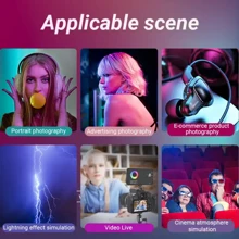 RGB Video Light,Portable LED Camera Light Panel 360° Full Color Light CRI95+ Dimmable 2500K-9000K, 4000mAh Rechargeable LED DSLR Lighting for Photography, Video Conference, ,