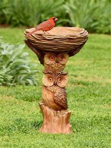 1入組樹脂獸鳥喂食器,戶外花園裝飾飾品,動物樹脂工藝品,適用於飲水和園藝展示,適用於戶外