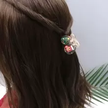 1入女性櫻桃聖誕老人髮夾,可愛節日裝飾