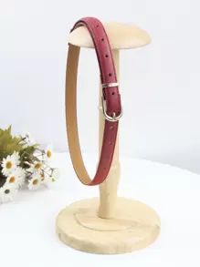 1條細針扣PU皮帶，純色簡約休閒腰帶，經典牛仔褲腰帶，適合女性穿著