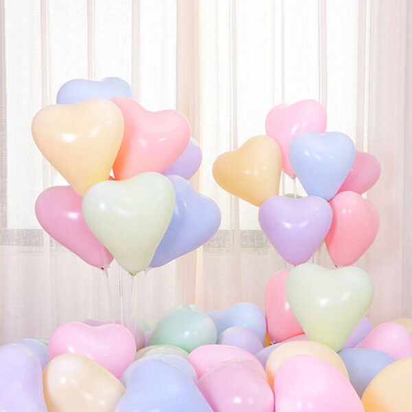 10/30/50pcs Heart-Shaped Macaron Color Latex Balloon Assortment Including Random Mix, White, Red, And Red & White, Suitable For Birthday, Wedding, Valentine's Day Proposal, Christmas Decoration, And All Indoor/Outdoor Events