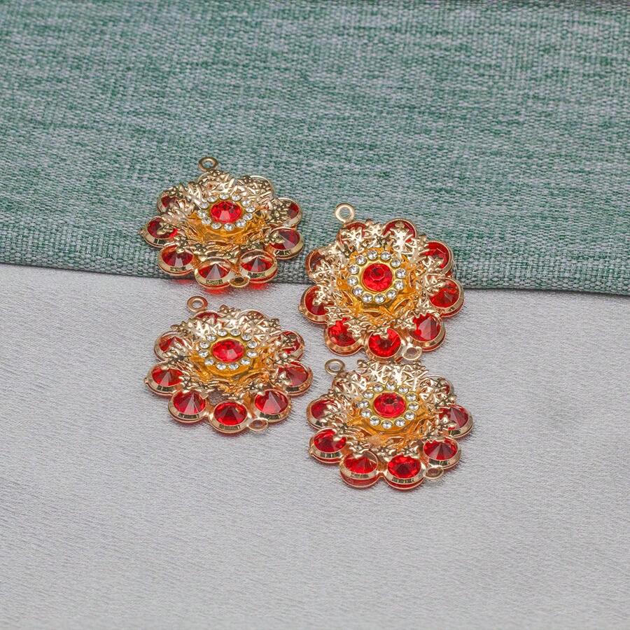 4pcs/set Gold-color Snowflake Rhinestone Diy Pendant For Women, Perfect For Everyday Wear - Gold - View 1