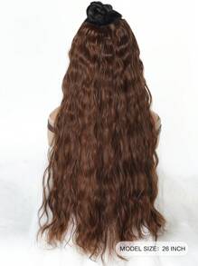 V 型合成耐热接发夹式接发长波浪发型假发黑棕色自然女士假发 - Light Brown - 查看 5