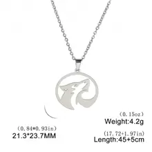 1入組男士不銹鋼狼形動物項鍊,情侶風格 - 狼系列 - 查看 17