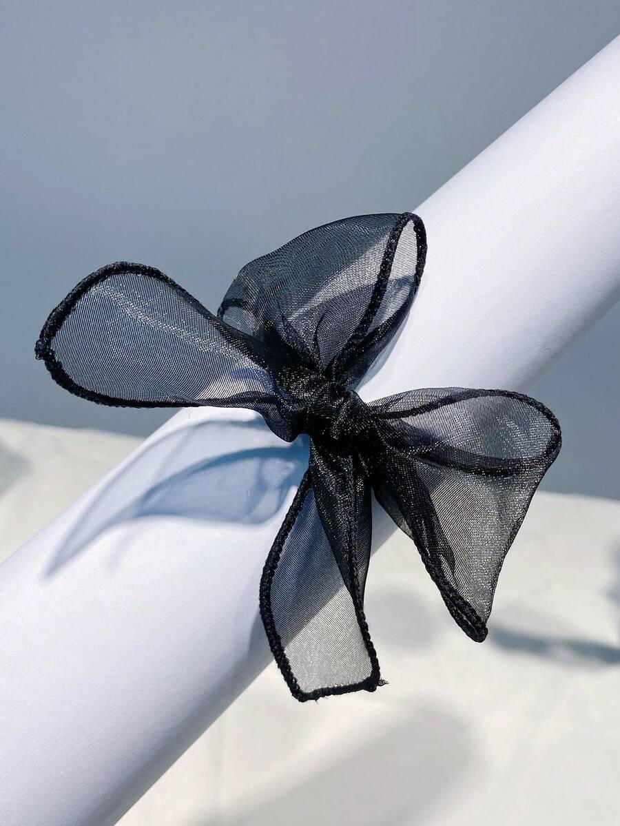 1入組女士簡約款網紗蝴蝶結髮圈，適合日常穿著