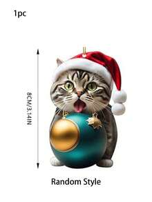 10pcs-Cute Cat Christmas Tree Ornaments, Christmas Cute Cat Acrylic Pendant Set, Christmas Decorative Pendant, Ideal For Christmas Home Decorations, Christmas Tree Ornaments, Car/Backpack Decorations, Plastic Santa Hat Kitty Hanging Decorations For Christmas Tree, Car Rearview Mirror, Keychain, Home And Party Decor, Suitable For Office, Home, And Desktop Decoration