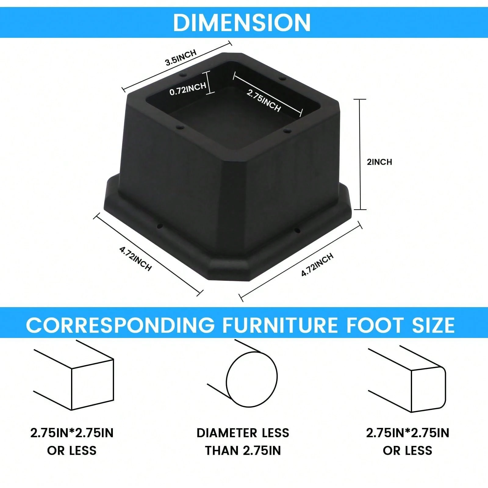 MYMULIKE Bed Risers 2 Inch,3 Inch Furnitures Risers HeavyDuty Bed
