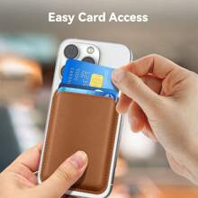 1 chiếc bao đựng thẻ bằng da siêu mỏng có nam châm, tương thích với iPhone 16 Pro Max/16 Pro/16 Plus/16/15 Series/14 Pro Max/13/12 Pro MagSafe Accessories - màu nâu - Xem 3