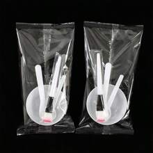 4-In-1 Facial Mask Bowl Set With Plastic Spoon, Brush And Stick, Packaged Individually For Spa And Home Use, Includes Mixing Bowl, Stick, And Brushes, Beauty Salon Mud Mask Application Brushes