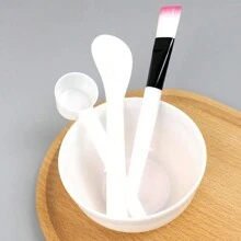 4-In-1 Facial Mask Bowl Set With Plastic Spoon, Brush And Stick, Packaged Individually For Spa And Home Use, Includes Mixing Bowl, Stick, And Brushes, Beauty Salon Mud Mask Application Brushes