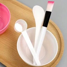 4-In-1 Facial Mask Bowl Set With Plastic Spoon, Brush And Stick, Packaged Individually For Spa And Home Use, Includes Mixing Bowl, Stick, And Brushes, Beauty Salon Mud Mask Application Brushes