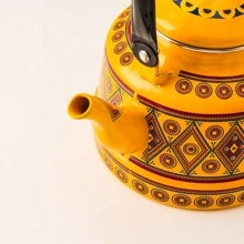 1pc Thickened Enamel Water Kettle, Cold/hot Tea Pot With Enamel Print, Suitable For All Seasons In Kitchen/living Room, 3 Sizes Available - Yellow Memory Flower - View 8