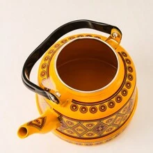 1pc Thickened Enamel Water Kettle, Cold/hot Tea Pot With Enamel Print, Suitable For All Seasons In Kitchen/living Room, 3 Sizes Available - Yellow Memory Flower - View 7