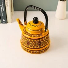 1pc Thickened Enamel Water Kettle, Cold/hot Tea Pot With Enamel Print, Suitable For All Seasons In Kitchen/living Room, 3 Sizes Available - Yellow Memory Flower - View 10
