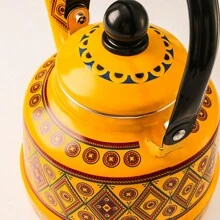 1pc Thickened Enamel Water Kettle, Cold/hot Tea Pot With Enamel Print, Suitable For All Seasons In Kitchen/living Room, 3 Sizes Available - Yellow Memory Flower - View 5