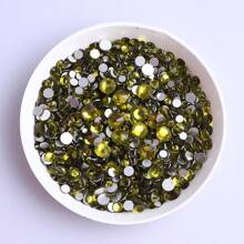 1440pcs Mixed Size Glass Silver Bottom Flatback Rhinestones For Diy Nail Art Accessories - Olive Green - View 3