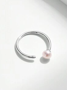 MODIAN 925 Sterling Silver Elegant Natural Pearl Adjustable Size 6-9 Finger Ring Classic Simple Fine Jewelry For Women Gifts
