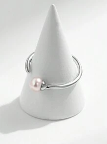 MODIAN 925 Sterling Silver Elegant Natural Pearl Adjustable Size 6-9 Finger Ring Classic Simple Fine Jewelry For Women Gifts
