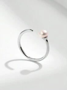 MODIAN 925 Sterling Silver Elegant Natural Pearl Adjustable Size 6-9 Finger Ring Classic Simple Fine Jewelry For Women Gifts