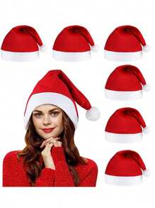 6 Pezzi Cappello Di Babbo Natale Rosso E Bianco Per Uomini E Donne, Perfetto Per Feste E Celebrazioni Di Natale