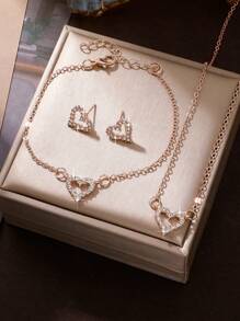 4 cái/bộ Của phụ nữ Đúng mốt Xu hướng: Cắt giảm Tim Bộ vòng cổ - Hoa hồng vàng - Xem 2