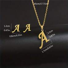 suteyi 1 套青少年不锈钢字母项链耳环套装，女孩珠宝，生日礼物 - 金色 - 查看 2