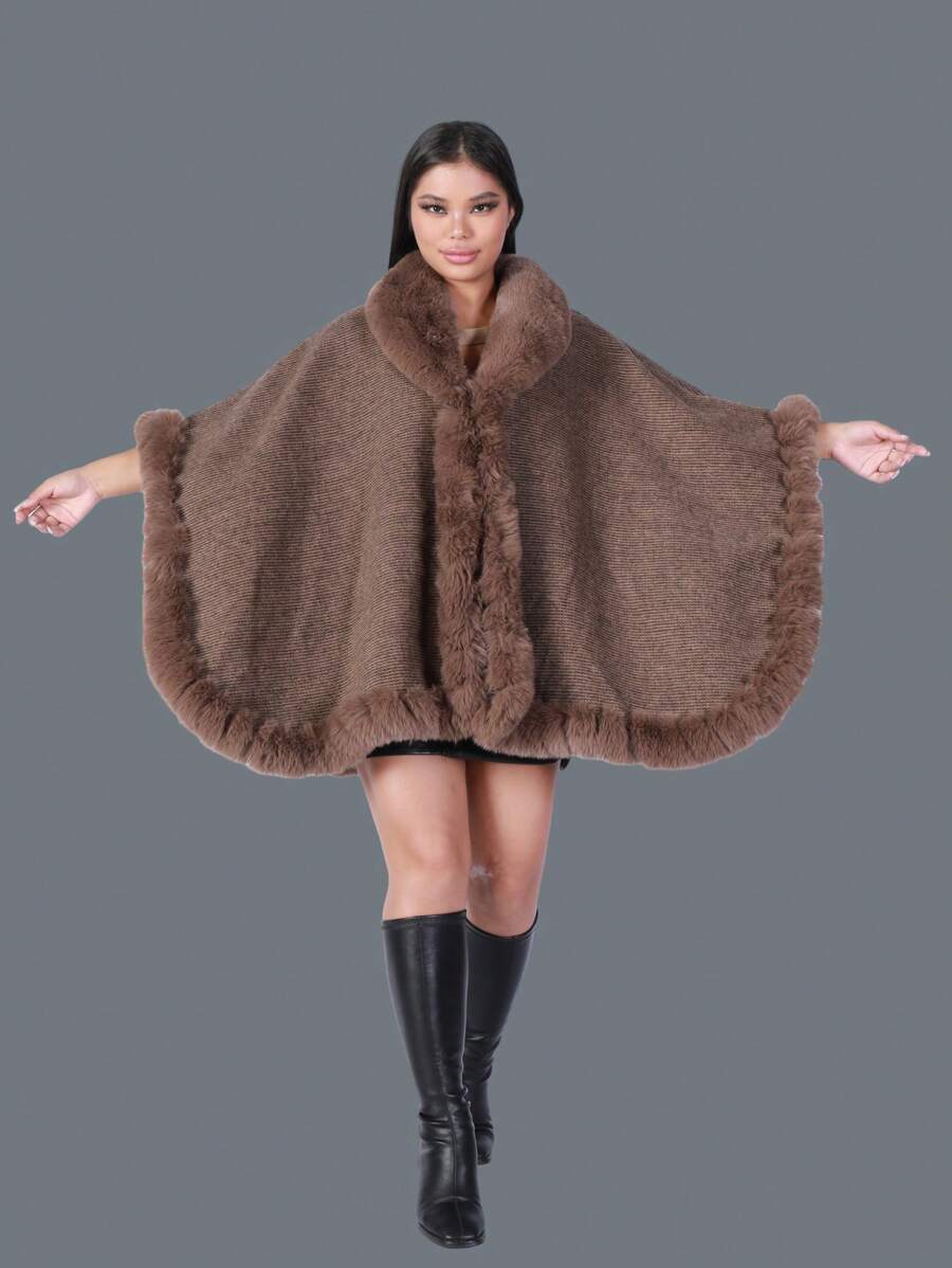 女士人造貂皮領帶,流蘇底部,防風加厚暖和流行披肩,適合宴會、旅行、派對和節日