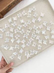 10pcs White Transparent Butterfly Shaped Ab Color Hair Clips For Princess Party - Multicolor - View 1