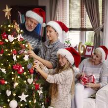 6 件裝聖誕帽,帶有毛絨天鵝絨,適合成人,厚實大號,傳統紅白顏色,聖誕節和新年假期的完美派對用品