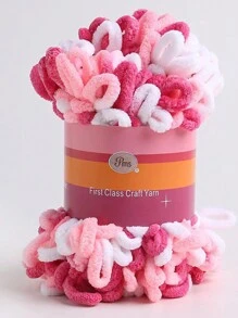 一捆100克甜甜圈狀毛線,適用於diy編織毯子、墊子、圍巾、帽子、毛絨玩具和保暖毛絨座墊。總長度約為800cm/315英寸。 - 玫粉白 - 查看 1
