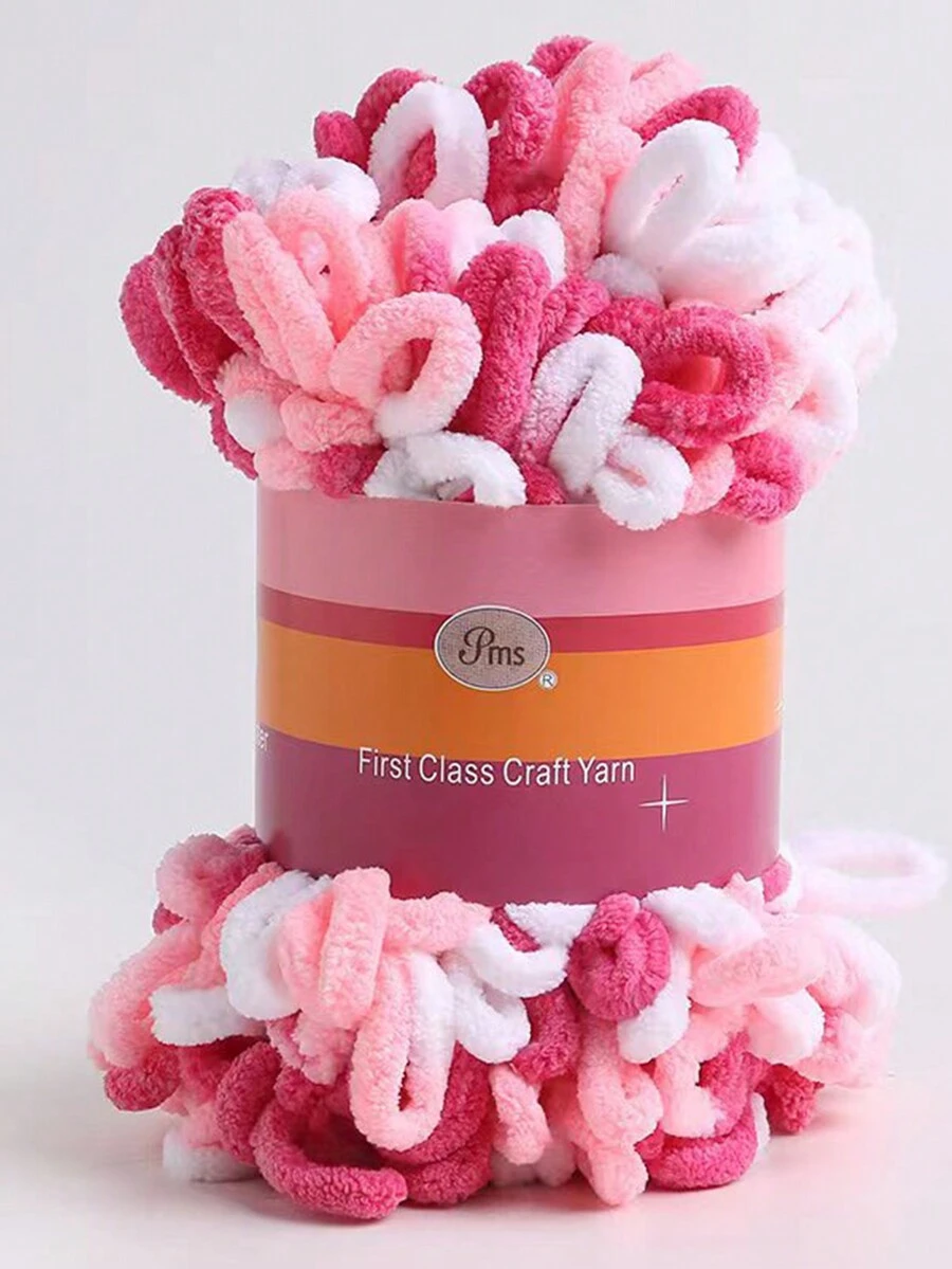 一捆100克甜甜圈狀毛線,適用於diy編織毯子、墊子、圍巾、帽子、毛絨玩具和保暖毛絨座墊。總長度約為800cm/315英寸。 - 玫粉白 - 查看 1