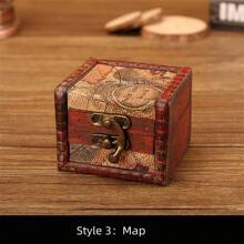 1 件 7.8*7*6 厘米木質和皮革壓制圖案復古珠寶收納盒古董小方形容器適用於辦公桌整理和珠寶收藏 - 7.8*7*6厘米 - 查看 8