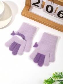 1 雙卡通海豚造型兒童手指手套,溫暖可愛