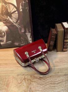 設計師派對手提包帶水鑽,亮光 Pu 皮革女式錢包,精緻單肩包,酒紅色包,包和新年理想禮物禮品袋merry