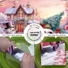 1件雪人汽車房子粉紅色淋浴簾,聖誕節卡通可愛聚酯纖維180x180cm,72''x72''防水淋浴簾與12個鉤子,適用於聖誕節浴室浴缸裝飾 - 粉色 - 查看 6