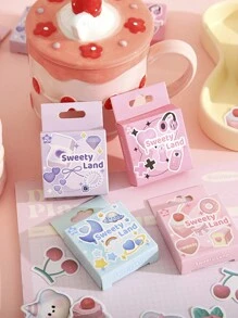 1盒/25款,總共50個不規則形狀的糖果樂園收藏系列貼紙適用於剪貼簿,日記裝飾,信封封口 - 彩色 - 查看 1