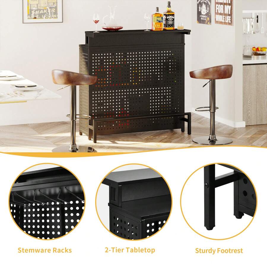 YITAHOME Mini Home Bar Table Unit 4 Tier Liquor Wine Bar Coffee Stand