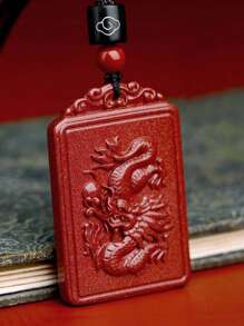 1 件红朱砂石吉祥物幸运兽龙凤吊坠项链安全护身符幸运项链珠宝男女礼物情侣