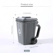 1 Miếng , 500ML , Creative Gốm sứ Cúp , 3D Thùng rác Hình dạng Cốc cà phê , Tái chế Bin , Mới lạ Sử dụng hàng ngày Cúp , Qủa tặng Đối với Bạn - màu đen - Xem 2