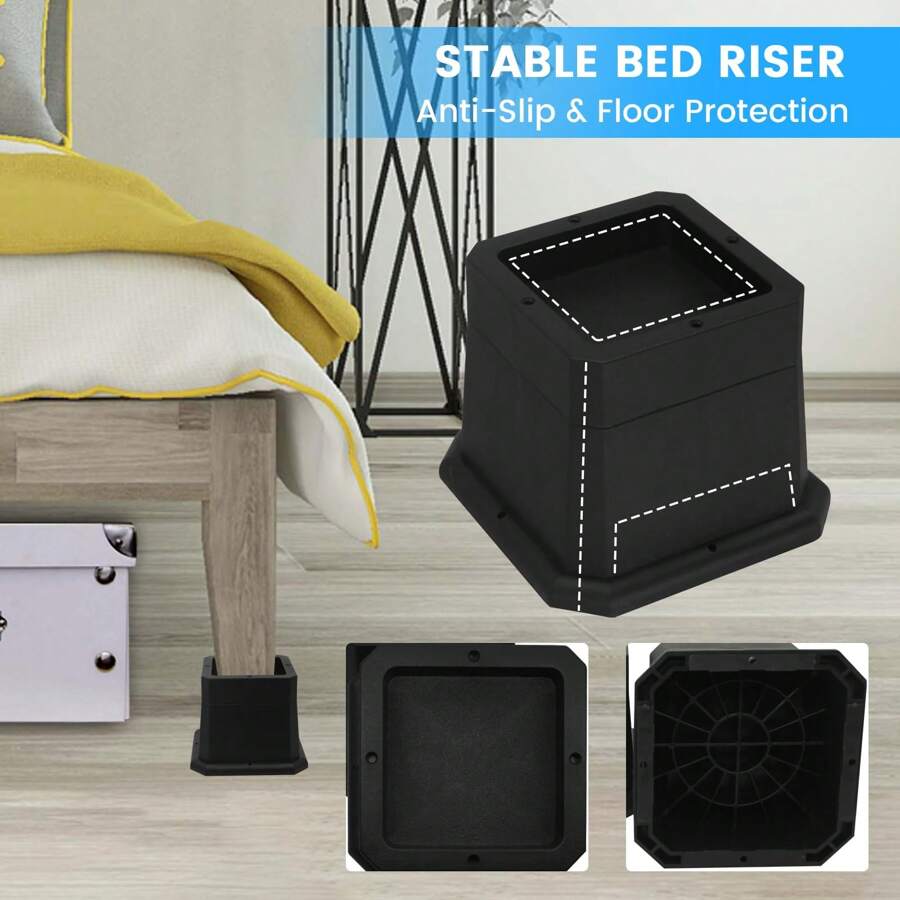 MYMULIKE Bed Risers 2 Inch,3 Inch Furnitures Risers HeavyDuty Bed