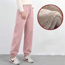 Los pantalones térmicos de las mujeres espesaron los pantalones apretados de las polainas de las mujeres de los pantalones de la cachemira de la piel de cordero del invierno - Rosa - Ver 6