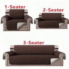 Reversible Sofa Cover Couch Slipcover Water-Repellent Anti-Slip Washable Armchair Loveseat Sofa With Elastic Strap Furniture Protector For Pet Dog - Cà phê nâu - Xem 1
