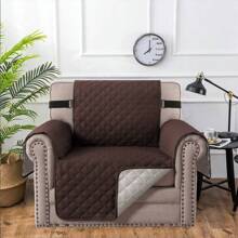Reversible Sofa Cover Couch Slipcover Water-Repellent Anti-Slip Washable Armchair Loveseat Sofa With Elastic Strap Furniture Protector For Pet Dog - Cà phê nâu - Xem 6