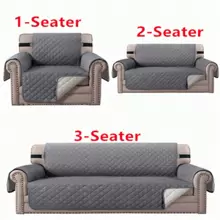 Reversible Sofa Cover Couch Slipcover Water-Repellent Anti-Slip Washable Armchair Loveseat Sofa With Elastic Strap Furniture Protector For Pet Dog - 灰色 - 查看 1