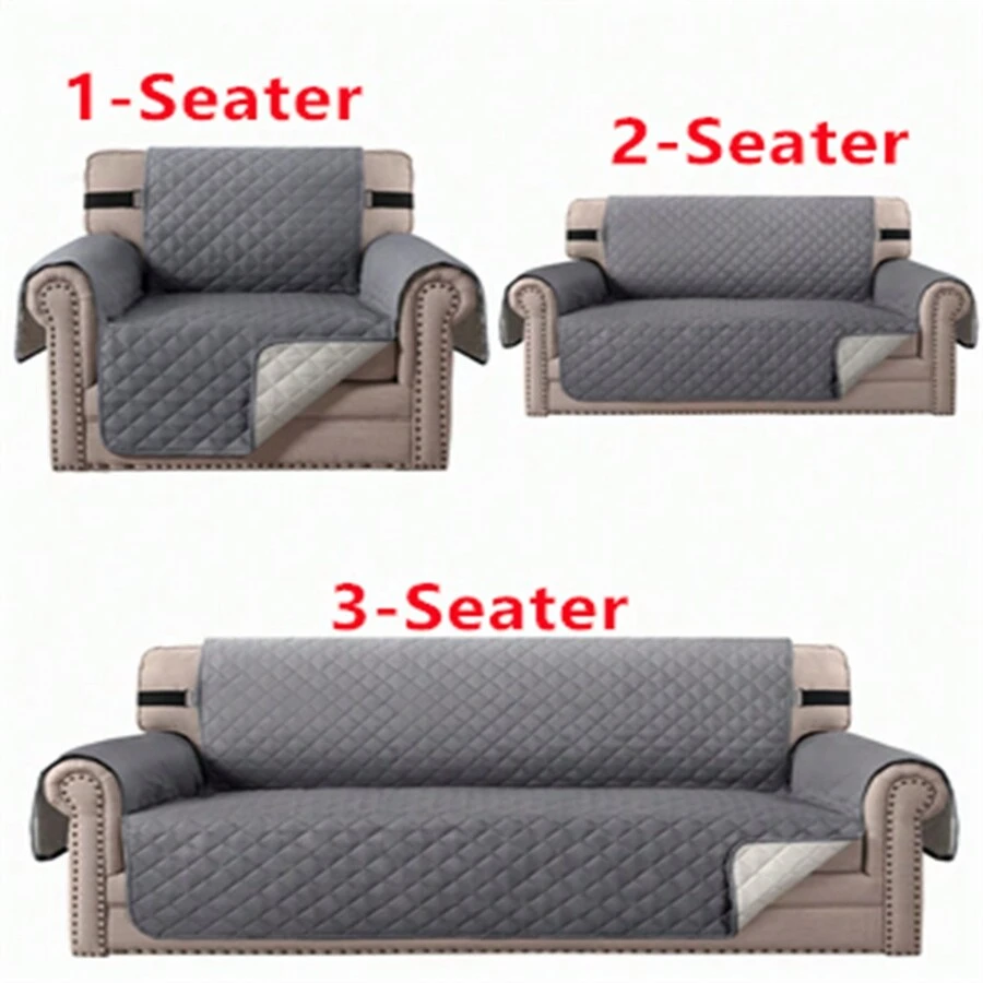Reversible Sofa Cover Couch Slipcover Water-Repellent Anti-Slip Washable Armchair Loveseat Sofa With Elastic Strap Furniture Protector For Pet Dog - 灰色 - 查看 1