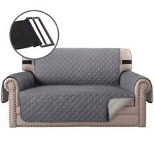 Reversible Sofa Cover Couch Slipcover Water-Repellent Anti-Slip Washable Armchair Loveseat Sofa With Elastic Strap Furniture Protector For Pet Dog - 灰色 - 查看 8