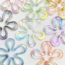 5pcs/Bag Uv Plated Acrylic Hollow Out Mixed Color Flower Beads, Multifunctional Diy Phone Lanyards, Keychain, Bracelet, Jewelry Making Accessories Valentines