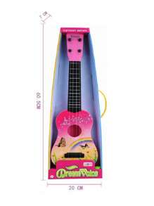 1把粉紅色創意早教假裝玩具吉他,兒童、男孩和女孩均適用,可培養對音樂的興趣