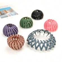 1入組球形髮飾鳥巢髮圈鬆垮髮夾U形髮夾時尚髮圈/粉色